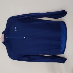 Nike royal blue dri-fit athletic workout long sleeve top, quarter zip, women med
